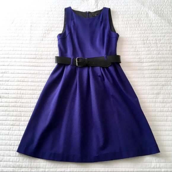 Theory Ardi Blue A-line Dress Sz 8 - Belted - Picture 3 of 8